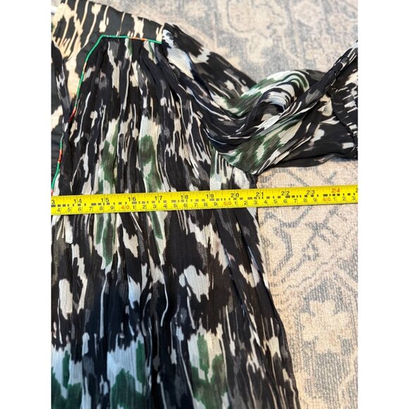 Isabel Marant Silk Multicolor Lace Up Short Sleeve Blouse Size 36 Semi Sheer - Picture 8 of 11